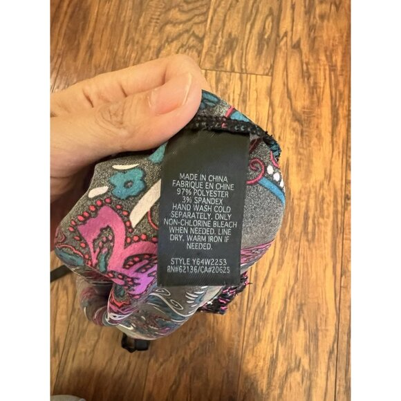 Vintage Y2K Guess Medium Black Pink Silky Floral Halter Top Blouse Festival - Picture 5 of 8